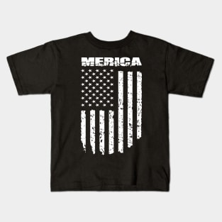 Merica Vintage American Flag Usa Retro Kids T-Shirt